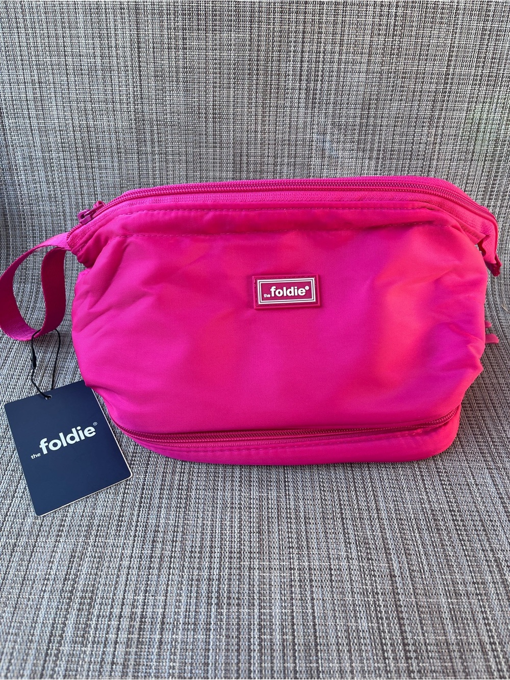 NWT The Foldie Toiletry Essentials Bag Hot Pink Magenta Travel Makeup Case
